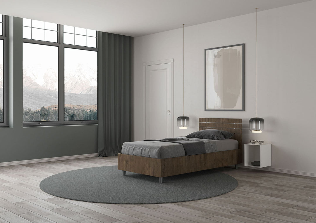 Letto Singolo Ankel - 80x190 e 80x200 cm, Bianco Frassino, Quercia Naturale, Noce - Rizzi Arrdamneti Design