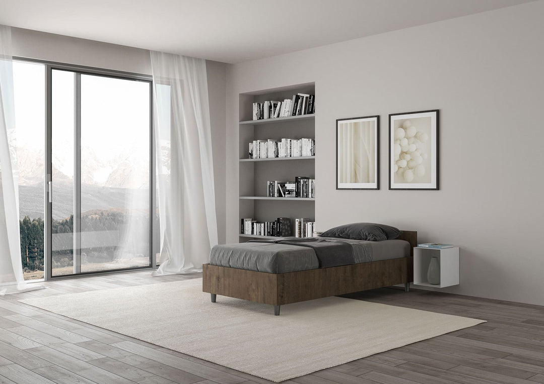 Letto Singolo Nuamo - 80x190 cm e 80x200, Bianco Frassino, Noce, Quercia Naturale - Rizzi Arrdamneti Design