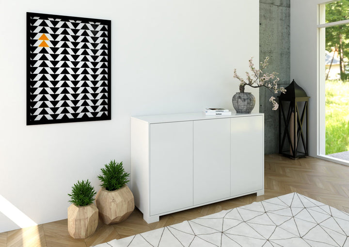 Madia Lumina - 130x40x83 cm, Bianco Lucido e Cashmere - Rizzi Arrdamneti Design