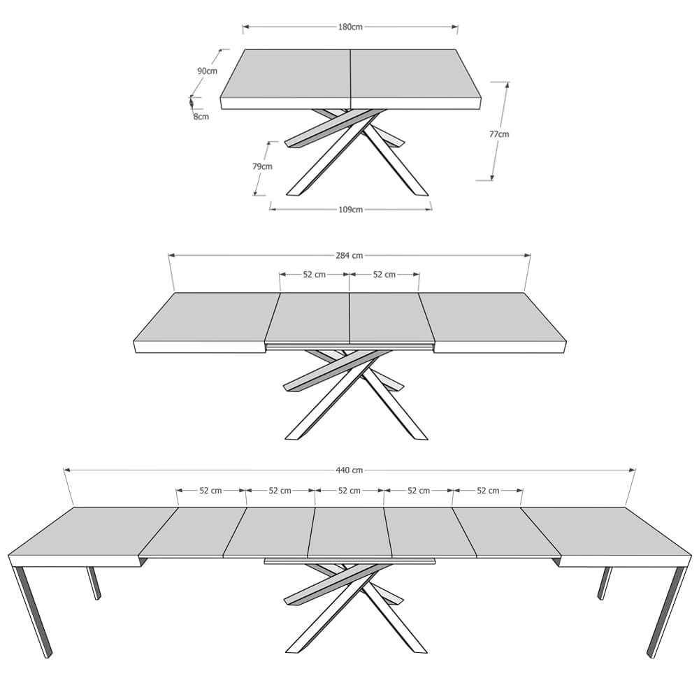 Tavolo Allungabile Volantis - 90x180/284 cm, Design Moderno - Rizzi Arrdamneti Design