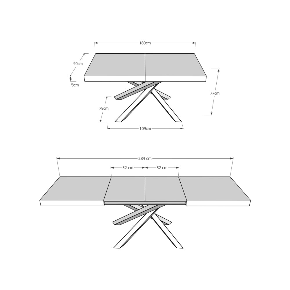 Tavolo Allungabile Volantis - 90x180/284 cm, Noce e Telaio Antracite - Rizzi Arrdamneti Design