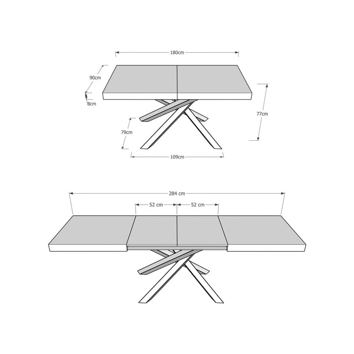 Tavolo Allungabile Volantis - 90x180/284 cm, Noce e Telaio Antracite - Rizzi Arrdamneti Design